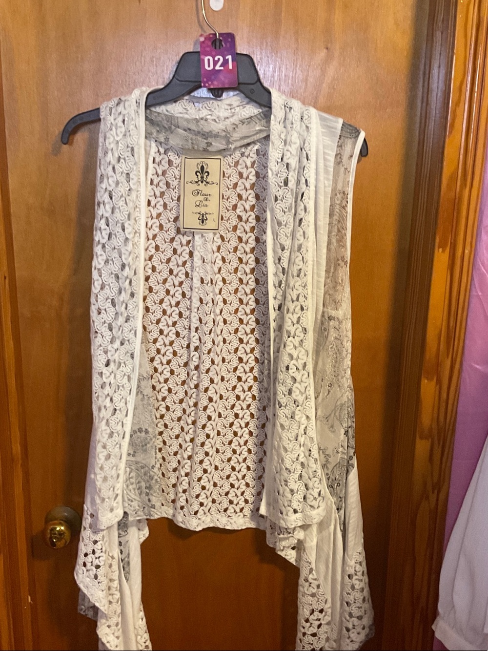 21 - Fleur de Lis Collection Ivory Lace Open-Front Tunic Vest